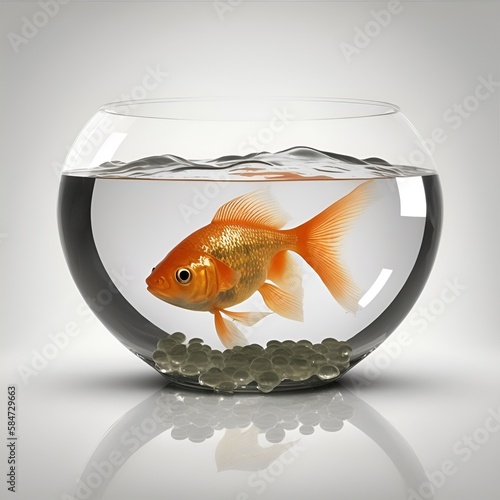 Goldfish swimming in a fishbowl. Generative AI