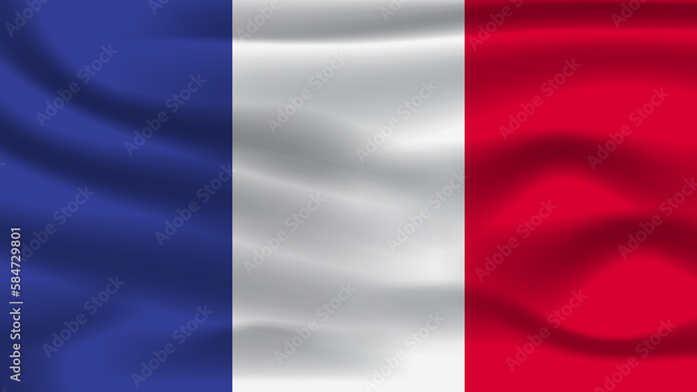 Illustration concept independence Nation symbol icon realistic waving flag 3d colorful Country of France