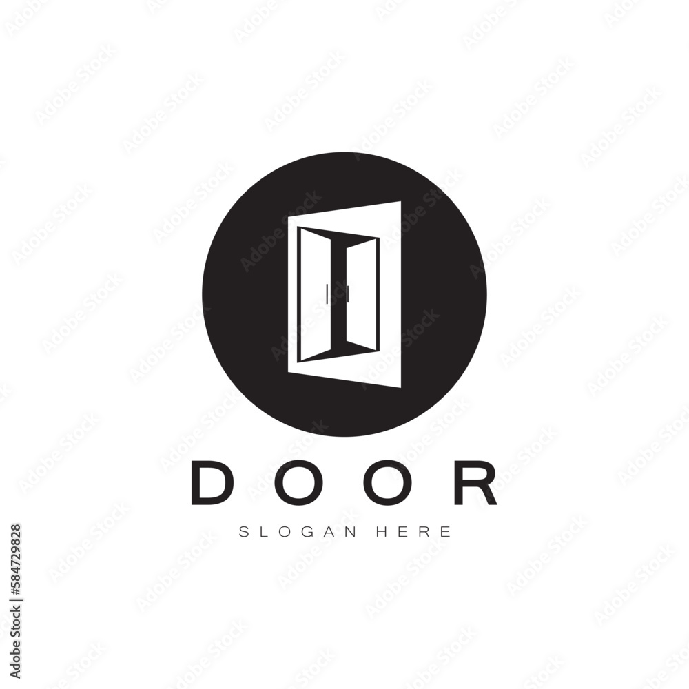 simple open door abstract logo, with geometric shapes,For building construction,contractors, business property and construction companies,vector.