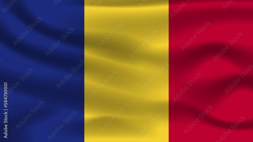 Illustration concept independence Nation symbol icon realistic waving flag 3d colorful Country of Romania Illustration concept independence Nation symbol icon realistic waving flag 3d colorful Country of Romania