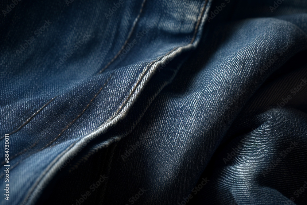 Folded denim blue jeans background graphic texture, generative AI Folded denim blue jeans background graphic texture, generative AI