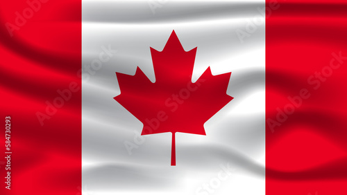 Illustration concept independence Nation symbol icon realistic waving flag 3d colorful Country of Canada