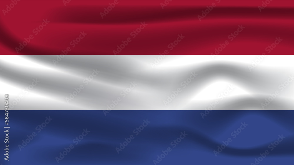 Fototapeta premium Illustration concept independence symbol icon realistic waving flag 3d colorful of Netherlands