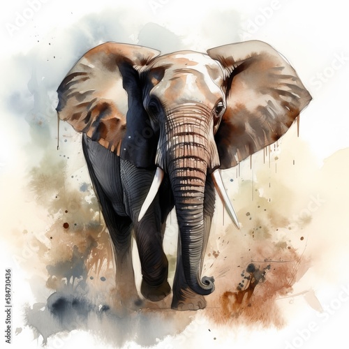 Elephant watercolor sketch - Generative AI