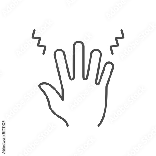 Palm trembling line outline icon