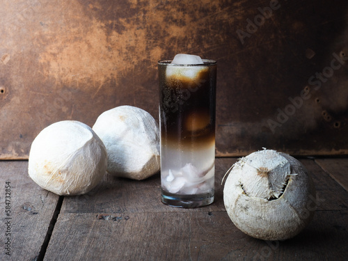 iced americano with young coconut juice