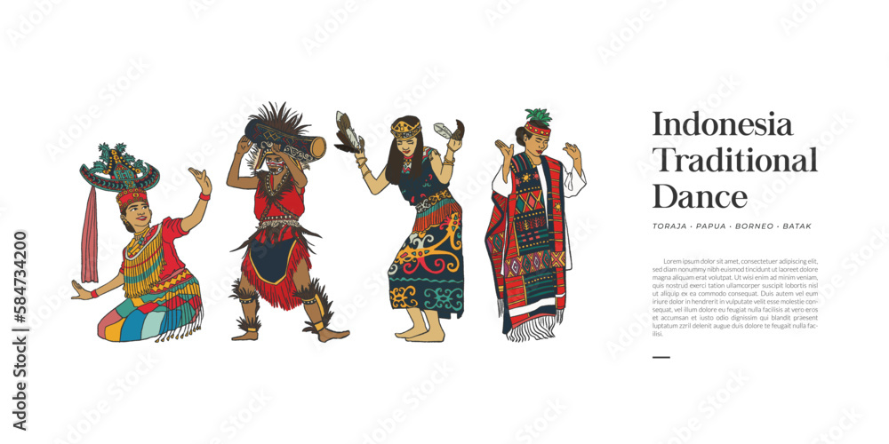 isolated of indonesia famous traditional dance hand drawn illustration isolated of indonesia famous traditional dance hand drawn illustration