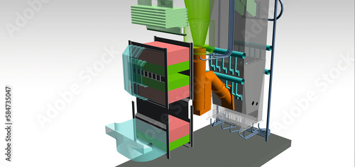 circulating fluidized bed boiler 3D illustration photo