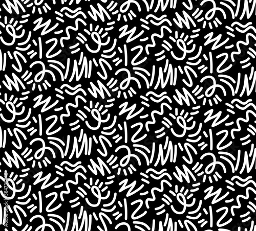 Seamless scribble pattern, striped modern pop art print.