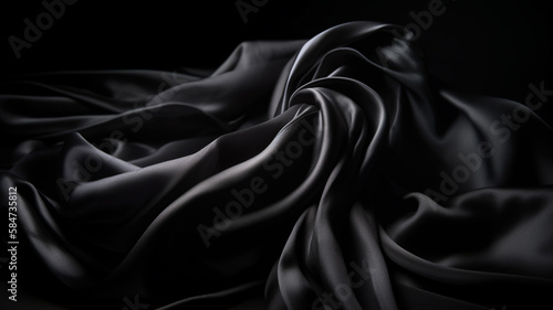 Wavy soft silk black background banner.