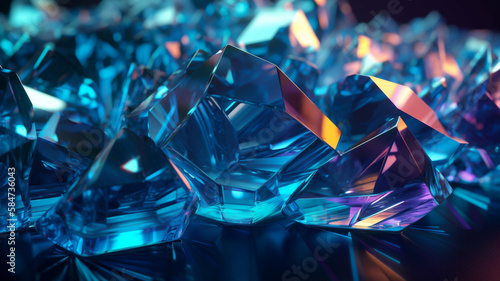 3d rendering, abstract crystal background, faceted glass macro texture, modern geometric wallpaper.