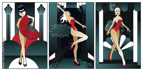 art deco illustrations fashion ladies	