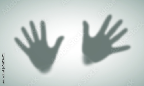Diffuse Palm Hands Silhouette Shadow Abstract Vector Image. Blurry Hands Print on a Matte Glass Isolated