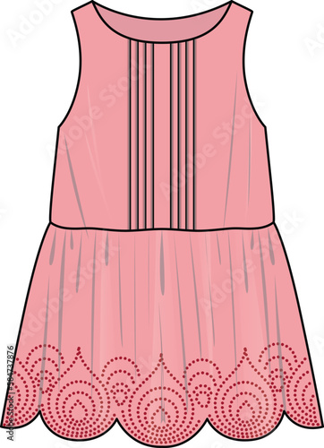 KID GIRLS WEAR SLEEVELESS DRESS VECTOR