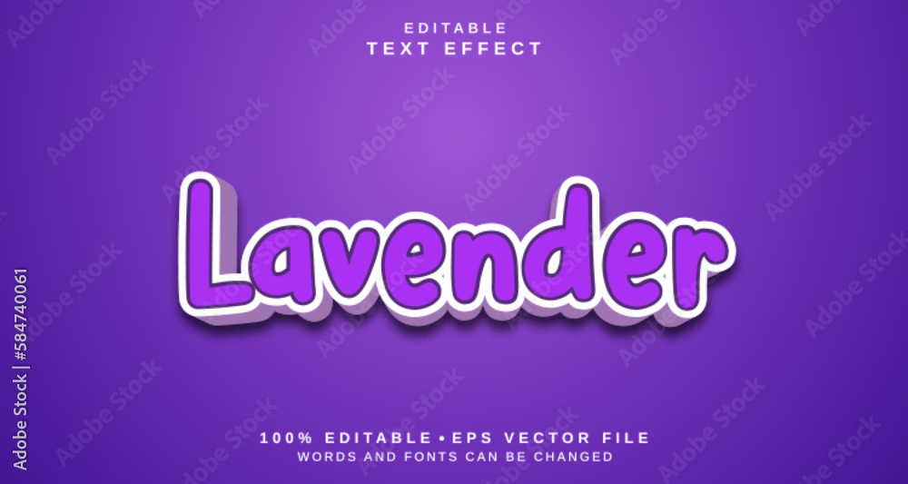 Editable text style effect - Lavender text style theme.