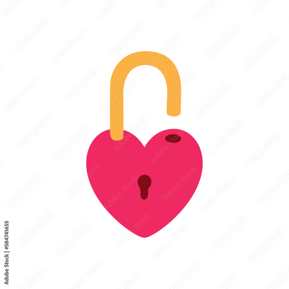 valentine's day open padlock shaped heart vector icon with white background valentine's day open padlock shaped heart vector icon with white background