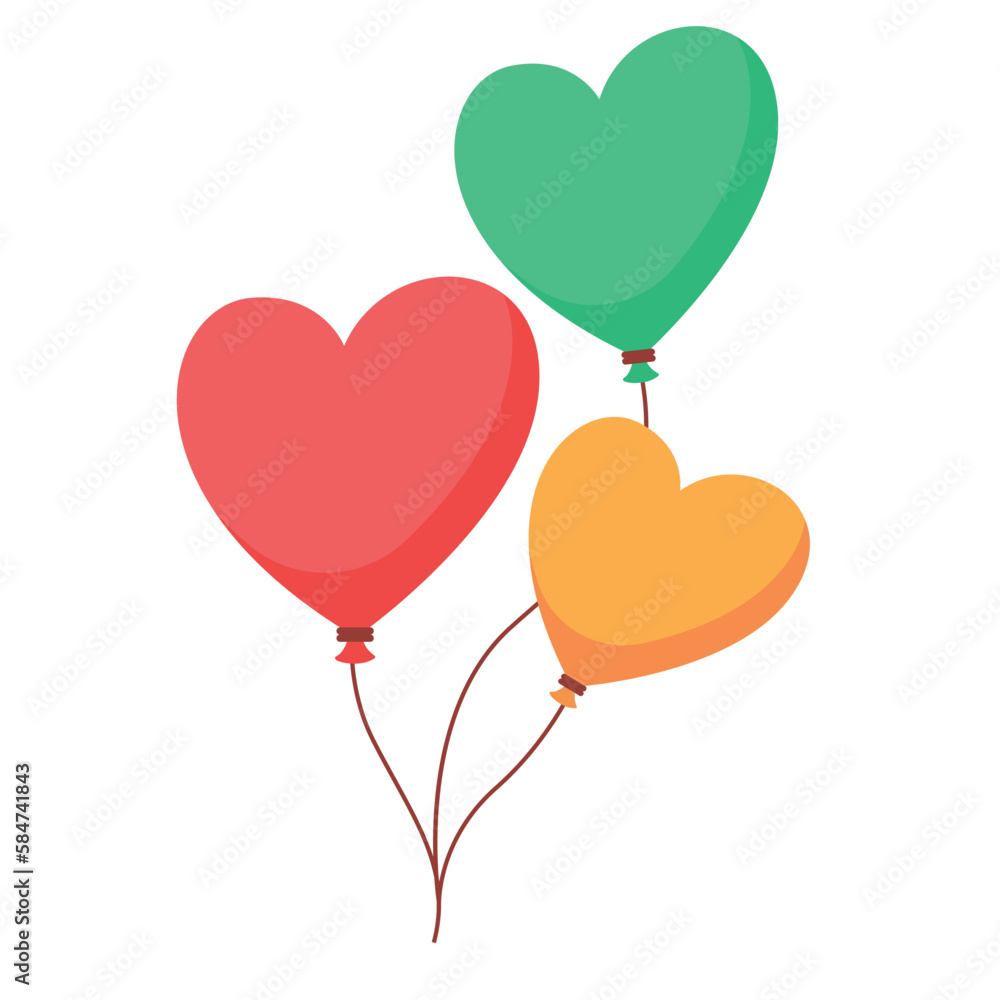 valentine heart shaped balloons vector icon with white background 
