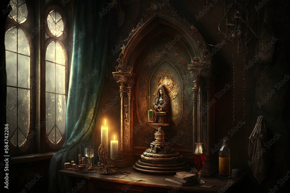 Fototapeta premium The Mystical Benediction of a Fabled Shrine Generative AI