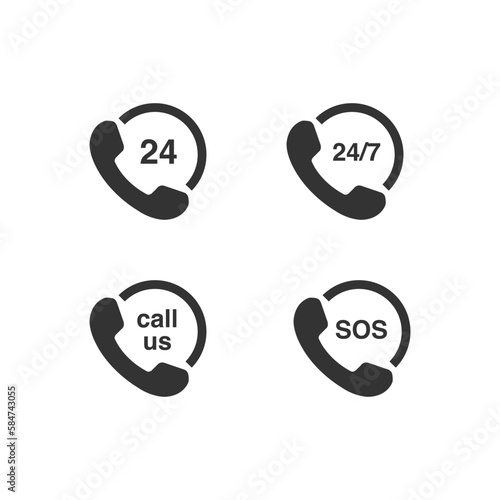 Set of phone call icon. Phone call icon flat style isolated on white background. Telephone symbol. Vector illustration eps 10