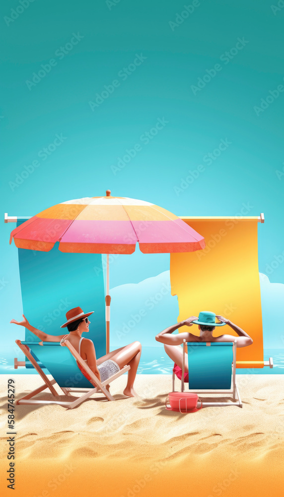 Concept of summer holiday island vacation with hot sunny weather and tropical environment