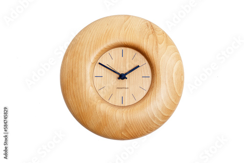 Wallpaper Mural Round stylish wooden wall clock. Isolated on white background. Front view. Torontodigital.ca