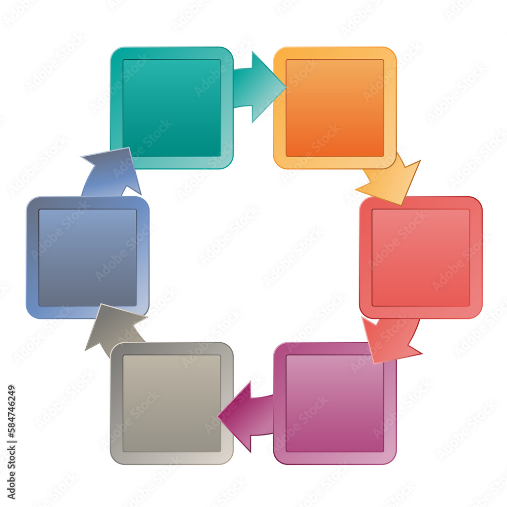 Infographic cyclic process template with text areas 6 positions Stock ...