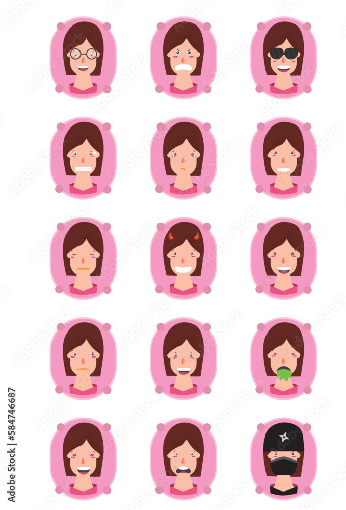 vector icon set of different women faces