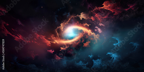 colorful galaxy in space, beautiful nebula , generative ai © Gbor
