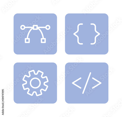 Wallpaper Mural Website, app development buttons semi flat color vector icons pack. Programming. Editable full sized elements on white. Simple cartoon style spot illustrations set for web graphic design and animation Torontodigital.ca