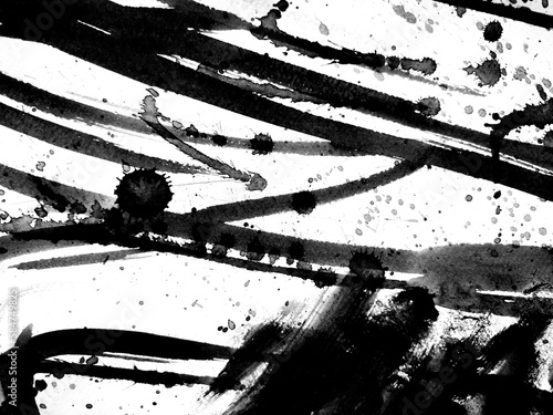 Abstract background ink grunge texture splash black watercolor drip art.drawing art from black The background is drawn on paper with paints.acrylic splashing Black stuff from the brush.drawing Origi.