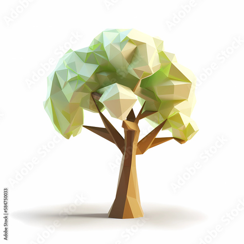 lowpoly 3d tree white background