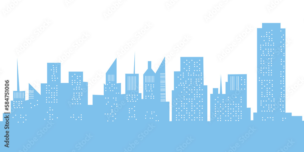 Abstract City Building Blue Silhouettes Scene, PNG illustration