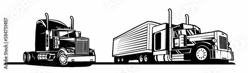 container truck vector set, illustration of logistics truck and goods delivery  