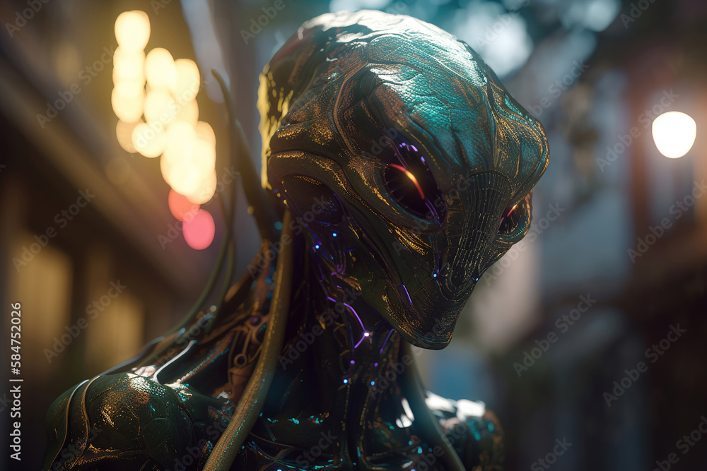 © ARThitecture - horrific fearsome alien invader warrior, generative ai