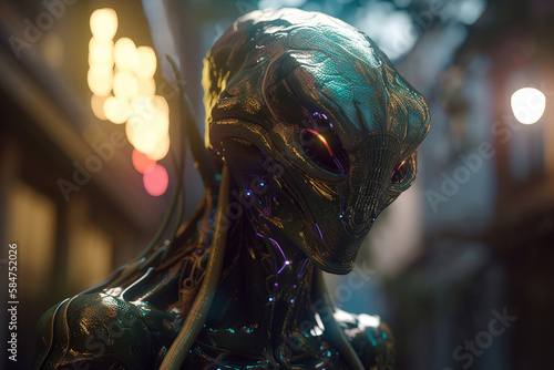 horrific fearsome alien invader warrior, generative ai