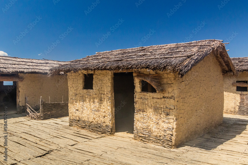 Bay of Bones, prehistoric piledwelling, recreation of a bronze age