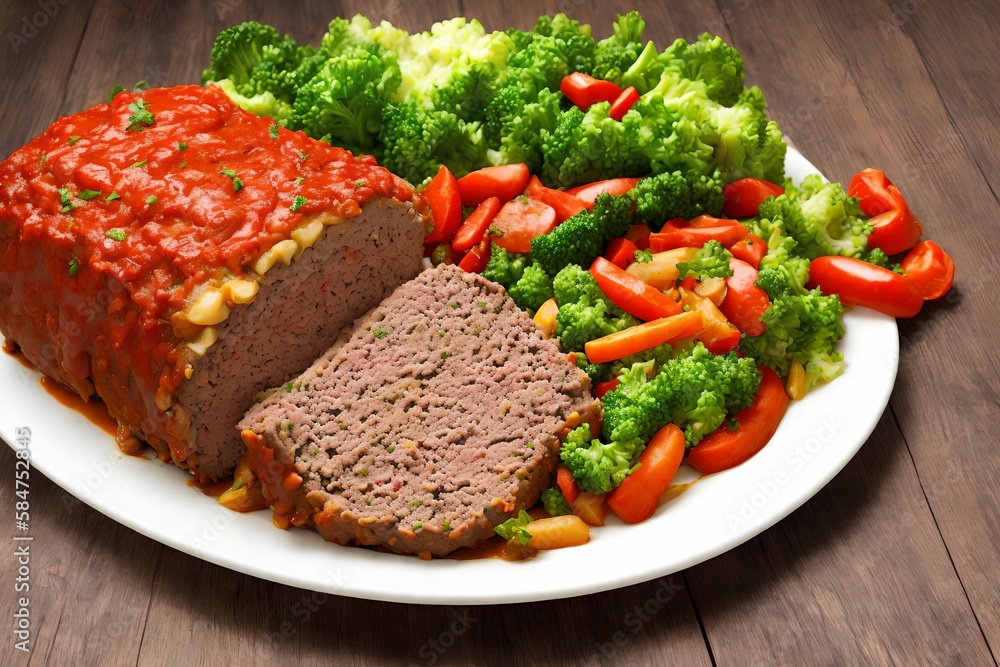 ground meatloaf with vegetables, generative art by A.I. ground meatloaf with vegetables, generative art by A.I.