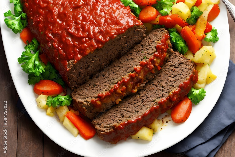 ground meatloaf with vegetables, generative art by A.I.