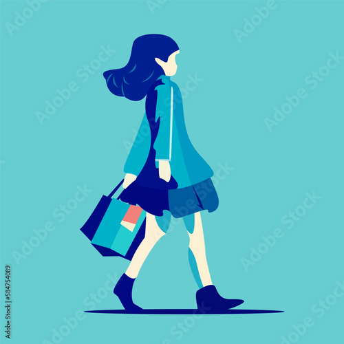 Woman shopping flat illustration