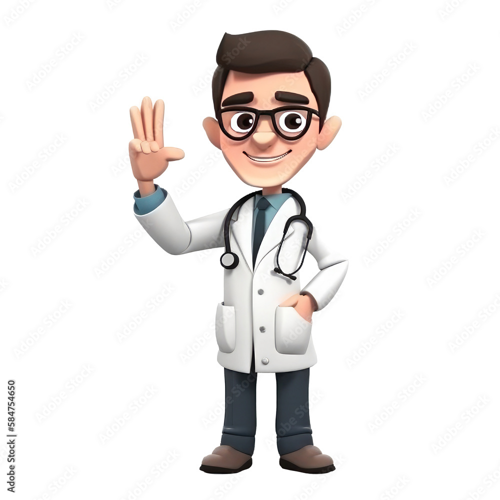 cartoon doctor isolated on white
