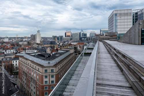 Brussels, Belgium, March 17, 2023. View of Brussels from the roof of the new administrative center of the City of Brussels, Brucity.