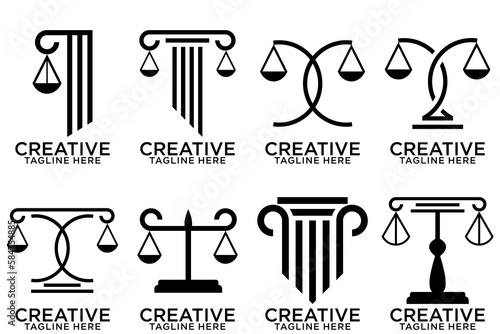 Set of modern law firm justice logo design vector graphic template
