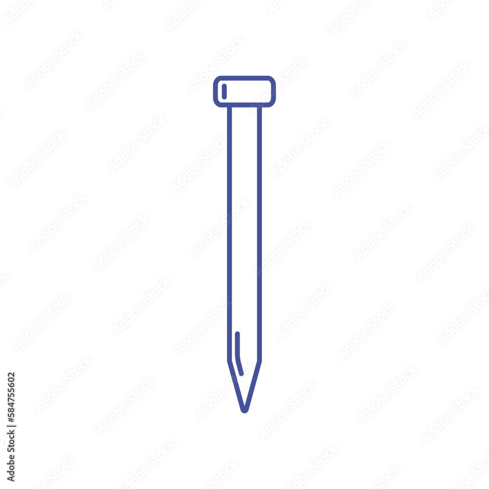Construction Nail. Simple linear icon. Tool for construction, repair. Outline. Logo, symbol, sign for mobile concept and web design. Vector illustration, white background Construction Nail. Simple linear icon. Tool for construction, repair. Outline. Logo, symbol, sign for mobile concept and web design. Vector illustration, white background