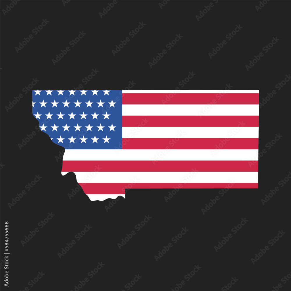 Montana. Map of the state and American flag. Vector Illustration. Montana. Map of the state and American flag. Vector Illustration.