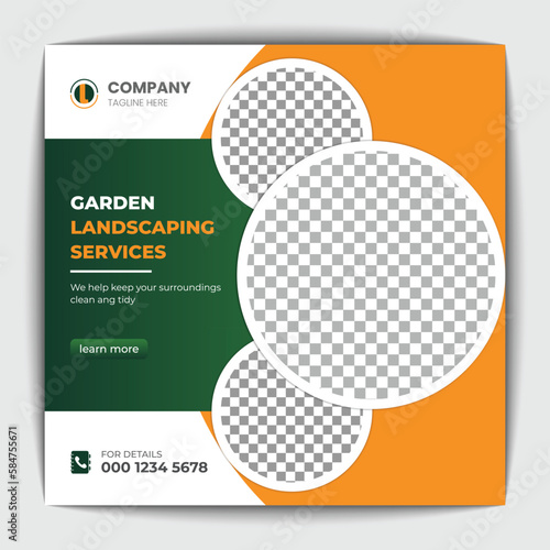 Agriculture and garden service for social media post and banner design