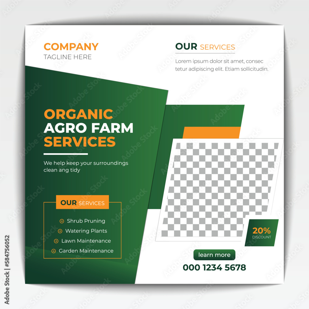 Obraz premium Agriculture and garden service for social media post and banner design