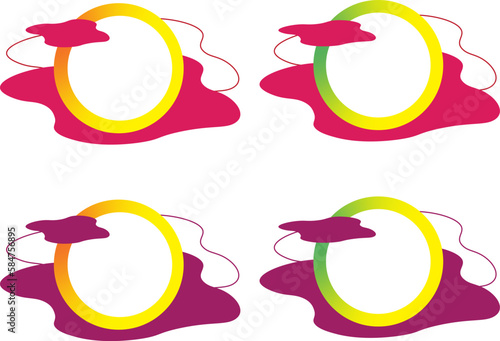 text boxes set of colorful shapes