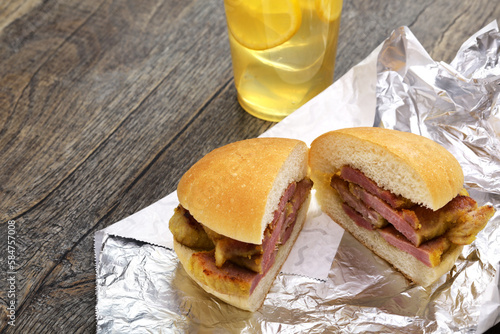 Canvas Print homemade peameal bacon sandwich, Toronto's signature dish