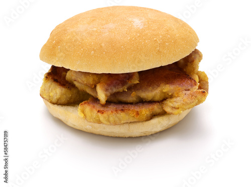 homemade peameal bacon sandwich, Toronto's signature dish isolated on white background
