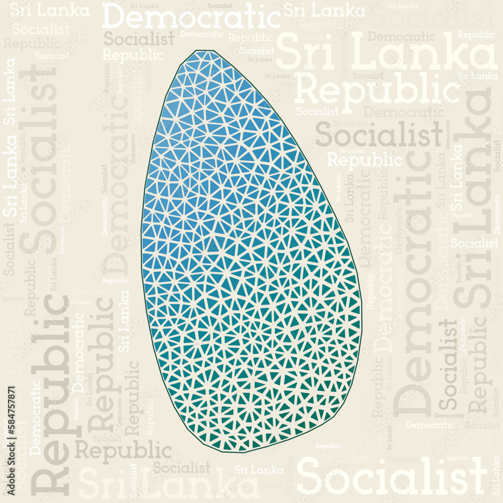 SRI LANKA map design. Country names in different languages and map